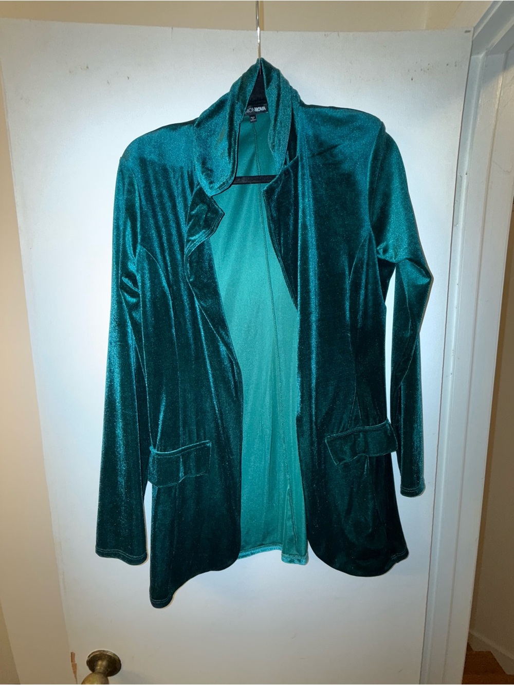 Velvet Open-Front Green Women's blazer/pant set